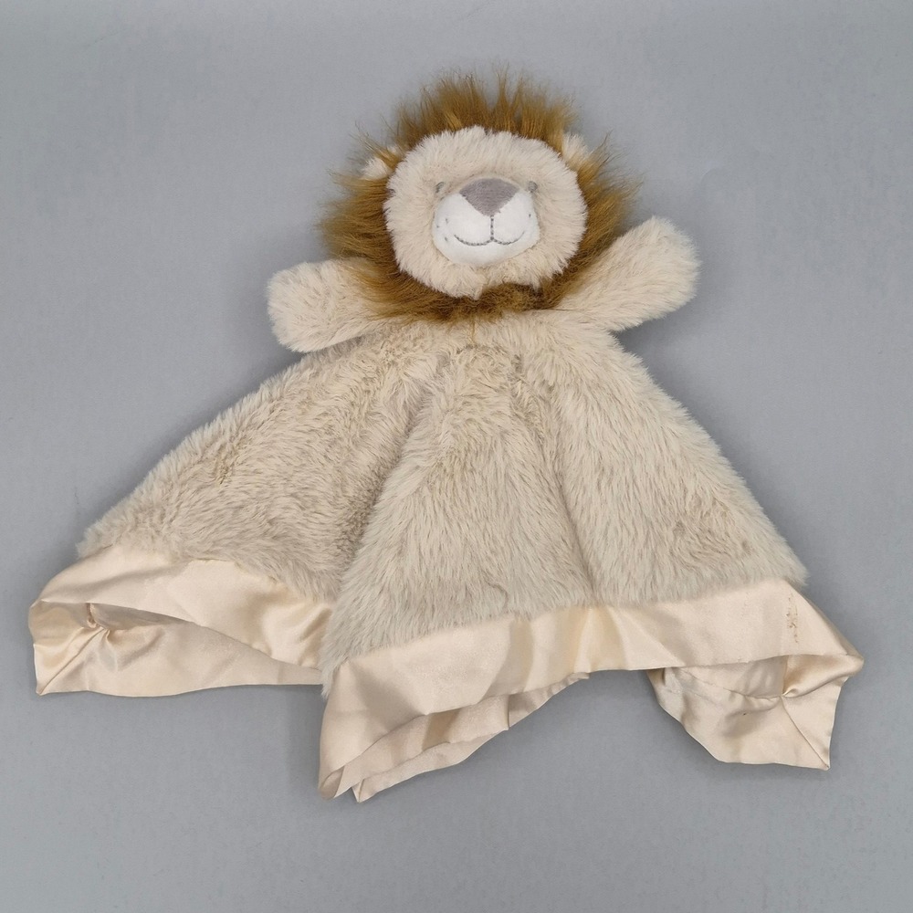 Cloud Island Lion Baby Security Blanket Lovey Beige Faux Fur Satin SWBP21010
